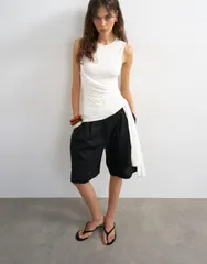 トップショップ レディース トップス タンクトップ ドレープ Topshop wrap drape tank with tie in ecru エクリュのサムネイル