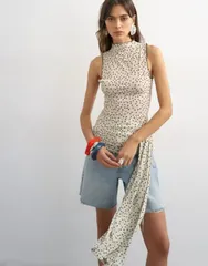 トップショップ レディース トップス タンクトップ ドット柄 ハイネック ドット ノースリーブ Topshopolka dot high neck sleeveless tank in mono CRのサムネイル
