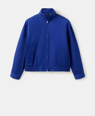 マンゴ レディース アウター ジャケット・ブルゾン MANGO Womenstarring Hailey Bieber FunnelNeck Bomber Jacket Blue ブルーのサムネイル