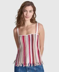 ダナキャランニューヨーク レディース トップス タンクトップ コットン ニット DKNY Jeans Womenstriped Pointelle Stitch Bandeau Knit Cottonのサムネイル