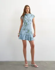 トップショップ レディース トップス ワンピース フラワー柄 フラワー Topshop viscose grown on sleeve dress and green sketchy floral Bのサムネイル