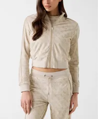 ゲス レディース アウター ジャケット・ブルゾン GUESS Womens 4G All Over Jacquard HighNeck FullZip Jacket Istitutional G Spのサムネイル