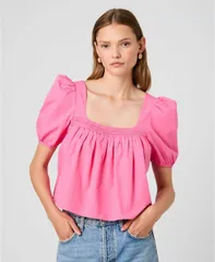 フレンチコネクション レディース トップス シャツ 半袖 French Connection WomenshortSleeve Square Neck Top Guava Pink ピンクのサムネイル