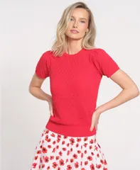 イザックミズラヒ レディース アウター ニット・セーター クルーネック 半袖 Isaac Mizrahi WomenshortSleeve Crewneck Sweater Poppy Red レッドのサムネイル