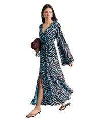ウエアハウス レディース トップス ワンピース ベルベット マキシ Warehouse Womens Burnout Velvet Plunge Maxi Dress Blue ブルーのサムネイル