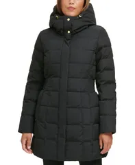 コールハーン レディース アウター ジャケット・ブルゾン コート ダウン Cole Haan Womens Hoodedown Puffer Coat Black ブラックのサムネイル