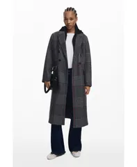 デジグアル レディース アウター ジャケット・ブルゾン コート Desigual Womens Tartan coat withood Black ブラックのサムネイル