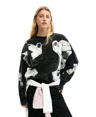デジグアル レディース アウター パーカー・スウェット シャツ Desigual Womensweatshirt Mickey Minnie Mouse Black ブラックのサムネイル