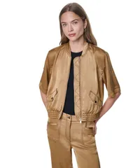 ダナ キャラン ニューヨーク レディース アウター ジャケット・ブルゾン コントラスト DKNY Womens RollTab Contrastitch Glazed Jacket Duneのサムネイル