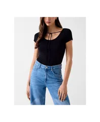 ゲス レディース トップス シャツ 半袖 GUESS Womens Kimmie ShortSleeve Top Jet Black A996 ブラックのサムネイル