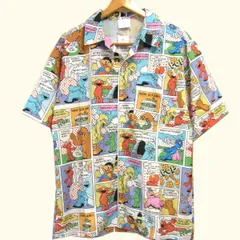 新品 USJ限定☆セサミストリート 総柄 半袖 シャツ M コミック柄 エルモ クッキーモンスター アロハシャツ 開襟 ユニバのサムネイル