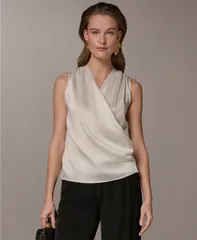 ダナ キャラン ニューヨーク レディース トップス シャツ ドレープ シルク ノースリーブラウス Donna Karanew York Womensleevelessilk Draped Neck Bのサムネイル