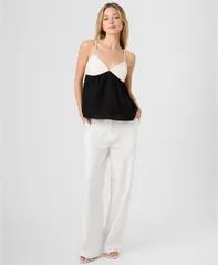 フレンチコネクション レディース トップス シャツ French Connection Womens Phoebe Alicia Strappy Toporcelain CreamBlack クリームのサムネイル