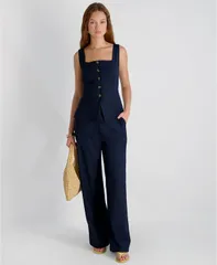 フレンチコネクション レディース トップス シャツ ダウン French Connection Womens Twill Square Neck ButtonDown Top Marineのサムネイル