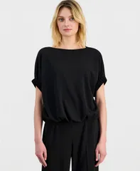 アンクライン レディース トップス シャツ Anne Klein Womens DolmanSleeve BubbleHem Top Anne Black ブラックのサムネイル