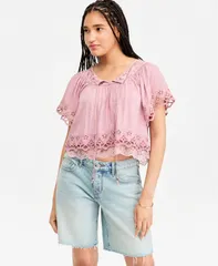 ラッキーブランド レディース トップス シャツ レース Lucky Brand Womens NotchNeck Lace Detail Top Nostalgia Roseのサムネイル