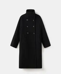 マンゴ レディース アウター コート ウール MANGO Womens WoolBlend FunnelNeck Coat Black ブラックのサムネイル