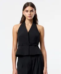 フレンチコネクション レディース トップス シャツ Vネック ホルター French Connection Womens Harry Suiting Belted Halter VNeck Top Bのサムネイル