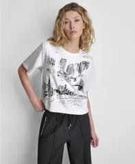 ダナ キャラン ニューヨーク レディース トップス Tシャツ クルーネック 半袖 DKNY WomenshortSleeve Crewneck TShirt White ホワイトのサムネイル