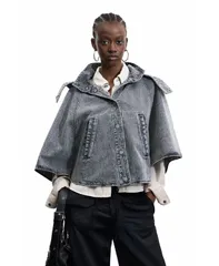 デジグアル レディース アウター コート コットン デニム Desigual Womens Poncho denim 100 cotton Dark grey グレーのサムネイル
