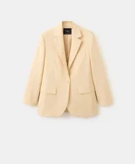 マンゴ レディース アウター ジャケット・ブルゾン ブレザー リネン MANGO Womens Linen Suit Blazer Yellow イエローのサムネイル