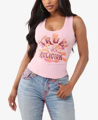 トゥルーレリジョン レディース トップス シャツ ホルター True Religion Womens Crystal Halterib Tank Top Orchid Pink ピンクのサムネイル