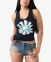 トゥルーレリジョン レディース トップス シャツ ホルター True Religion Womens Crystal Halterib Tank Top Jet Black ブラックのサムネイル