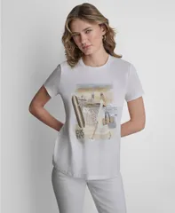 ダナ キャラン ニューヨーク レディース トップス シャツ 半袖 グラフィック DKNY WomenshortSleeve Graphic TShirt White ホワイトのサムネイル