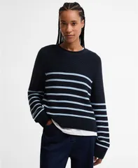 バブアー レディース アウター ニット・セーター Barbour Womens Hinton Knitted Sweater Dark Navy Stripe ネイビーのサムネイル