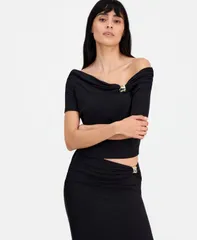 ゲス レディース トップス シャツ GUESS Womens Brigitte OffTheShoulder Top Jet Black A996 ブラックのサムネイル