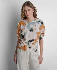 ダナ キャラン ニューヨーク レディース トップス シャツ プリント DKNY Womens DolmanSleeve Printed Top Sunburst Floralのサムネイル