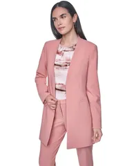 カルバンクライン レディース アウター ジャケット・ブルゾン ブレザー 長袖 Calvin Klein Womens LongSleeve Open Front Blazer Desert Roseのサムネイル