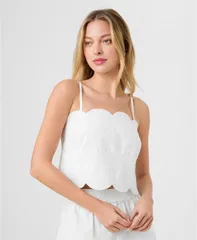 フレンチコネクション レディース トップス シャツ 刺繍 French Connection Womens Embroide red Strappy Top Linen White ホワイトのサムネイル