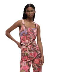 デジグアル レディース アウター コート プリント デニム Desigual Womens Printedenim corset Bright orange オレンジのサムネイル