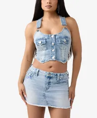 トゥルーレリジョン レディース トップス シャツ オーバーオール デニム True Religion Womens Overall Denim Top Freckle Wave デニムのサムネイル