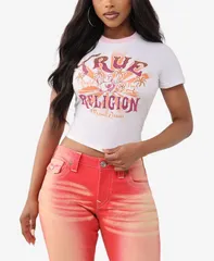 トゥルーレリジョン レディース トップス シャツ True Religion Womens Crystal Heritage Baby TShirt Optic White ホワイトのサムネイル