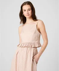 フレンチコネクション レディース トップス シャツ ギンガムチェック ギンガム French Connection Womens Lilah Stretch Gingham Topetit Ginghのサムネイル