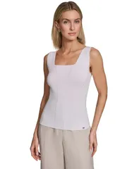 カルバンクライン レディース トップス タンクトップ セーター Calvin Klein Womenscoop Neck Sweater Tank Top White ホワイトのサムネイル