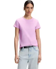 ヒューゴボス レディース トップス Tシャツ コットン ジャージー Hugo Boss by Womens CottonJersey SlimFit Monogram TShirt Purple パーのサムネイル