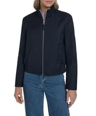 コールハーン レディース アウター ジャケット・ブルゾン Cole Haan Womens Pin Stripe Rain Bomber Jacket Navy ネイビーのサムネイル