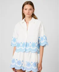 フレンチコネクション レディース トップス シャツ Vネック ブラウス French Connection Womens Colla red VNeck Blouse Summer WhtiePoolのサムネイル
