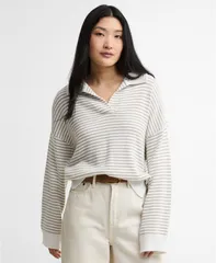 バブアー レディース アウター ニット・セーター Barbour Womens Aylesby Knitop Cloudsand Stripe サンドのサムネイル