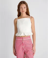 フレンチコネクション レディース トップス シャツ フリル ノースリーブ French Connection Womensleeveless Ruffle Peplum Top Summer Whitのサムネイル