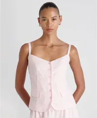 フレンチコネクション レディース トップス シャツ Vネック リネン French Connection Womens Cooper Linen Tailo red VNeck Cami Top 60のサムネイル