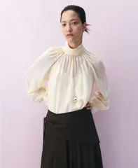 マンゴ レディース トップス シャツ シアー ブラウス MANGO WomensemiSheer HighNeck Blousecru エクリュのサムネイル