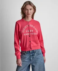ダナキャランニューヨーク レディース アウター ジャケット・ブルゾン ロゴ 長袖 DKNY Jeans Womens LongSleeve Logo ButtonFront Shrunken Jackのサムネイル