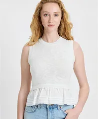 フレンチコネクション レディース トップス シャツ French Connection Womens Pascale Round Neck Mixed Media Poplin Top Summerのサムネイル