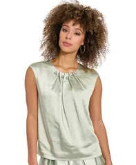 ミューズ レディース トップス シャツ ノースリーブ Muse Womens Tucked Beaded Neckline Sleeveless Top Sage Gray グレーのサムネイル