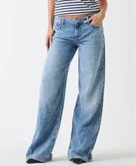 ゲス レディース ボトムス デニムパンツ ローライズ ジーンズ GUESS Womens LowRise WideLeg Baggy Jeansky View Embellishmentのサムネイル