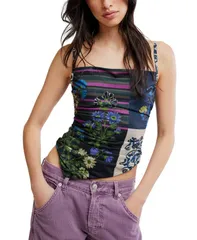 フリーピープル レディース トップス タンクトップ アシンメトリー Free People Womens Estella Square Neck Asymmetric Tank Top Midnighのサムネイル
